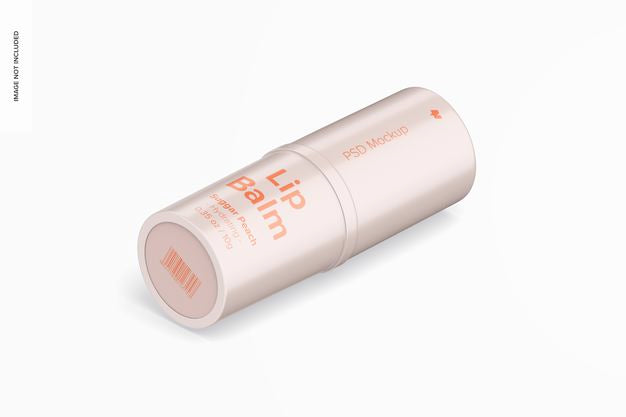 Isometric 0.35 Oz Lip Balm Mockup Psd