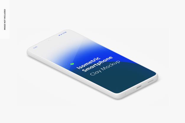 Isometric Clay Smartphone Mockup, Left View Psd