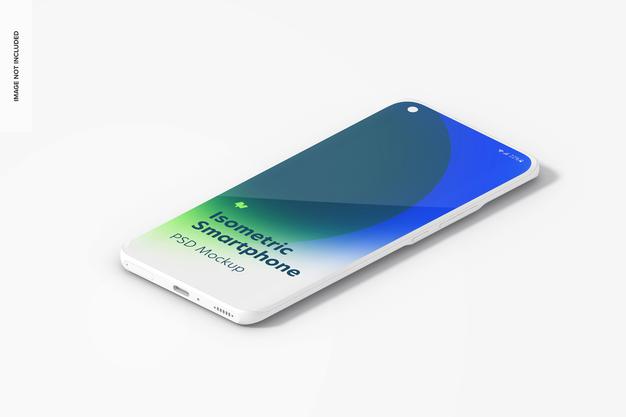 Isometric Clay Smartphone Mockup, Left View Psd