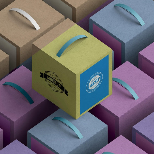 Isometric Design Cardboard Boxes Arrangement Psd