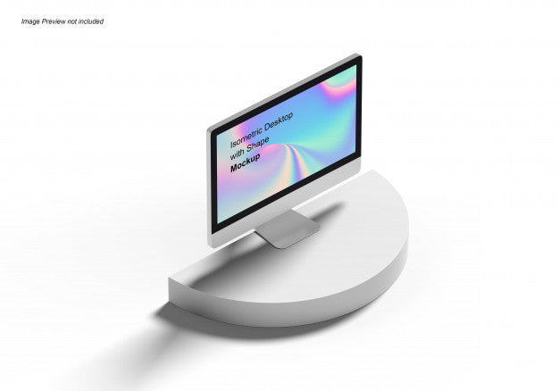 Isometric Desktop With Shape Mockup Psd