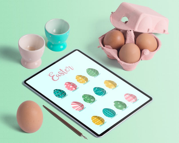 Isometric Easter Mockup Composition Psd