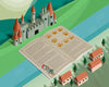 Isometric Fairy Tale Mockup With Open Brochure Psd