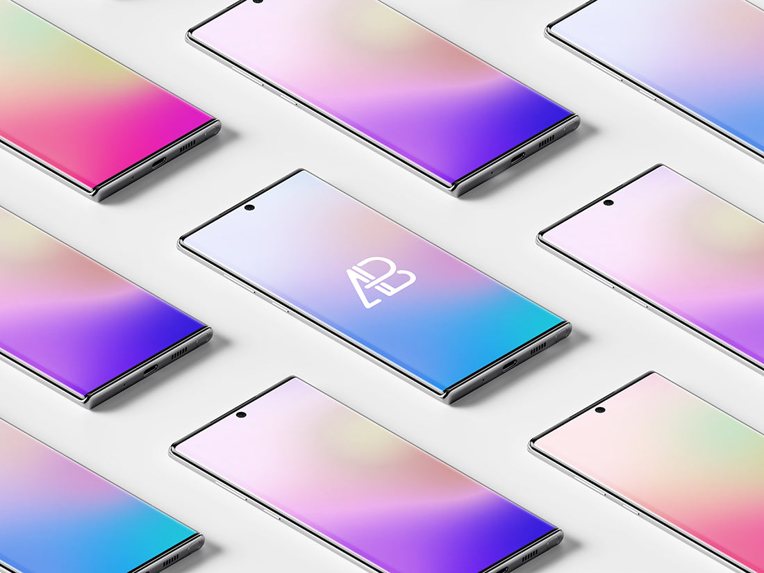Isometric Galaxy Note 10 Pro Mockup