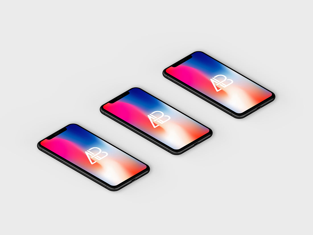 Isometric Iphone X Mockup Vol.4