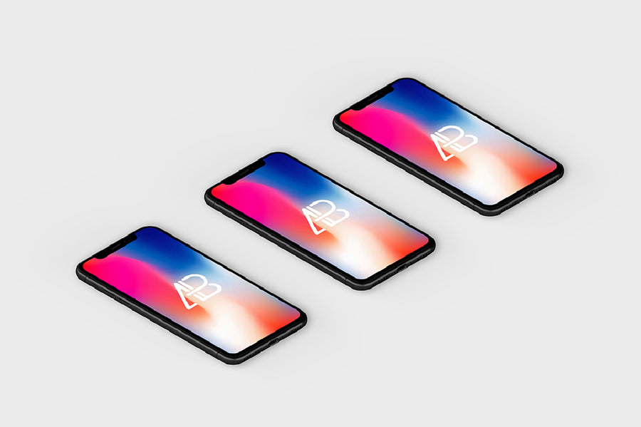 Isometric Iphone X Mockup Vol.4