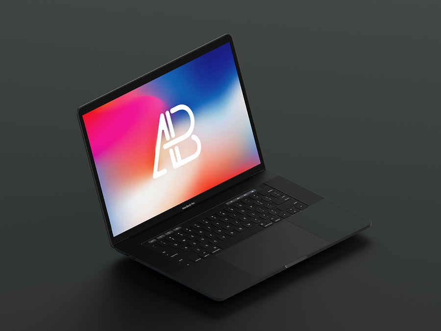 Isometric Matte Black 2017 Macbook Pro Mockup