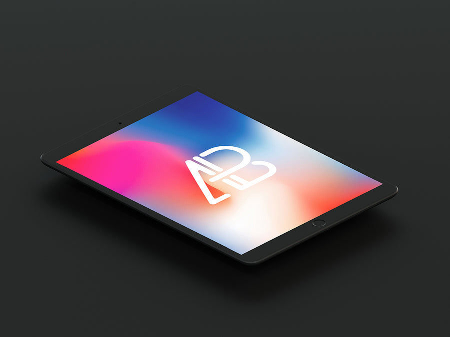 Isometric Matte Black Ipad Pro 10.5 Mockup