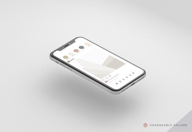 Isometric Minimal 3D Phone With Rrss Interface Mockup Levitating Psd