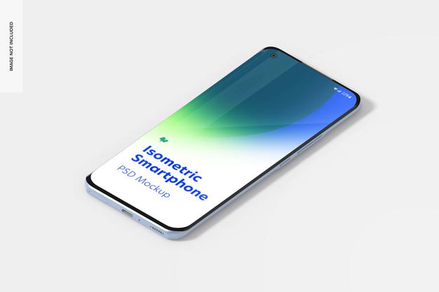 Isometric Smartphone Mockup, Left View Psd