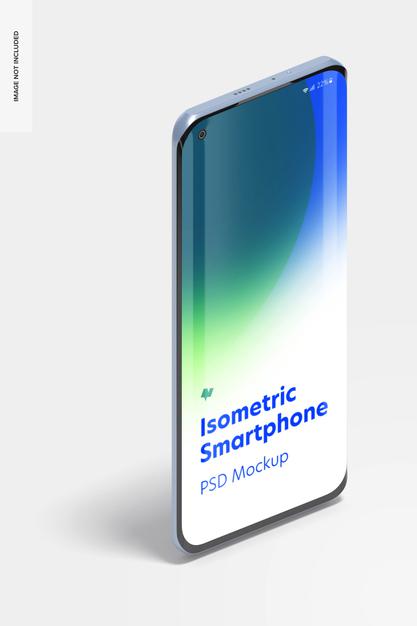 Isometric Smartphone Mockup, Portrait Right View Psd