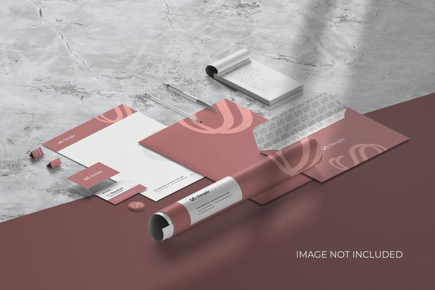 Isometric Stationery Branding - Mockup Scene Creator Psd