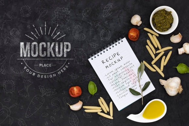 Italian Food Arrangement Top View Psd