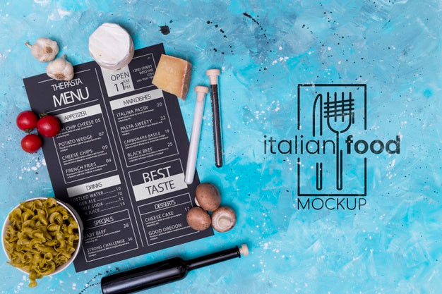 Italian Food Mock-Up Above View Psd