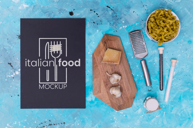 Italian Food Mock-Up Flat Lay Psd