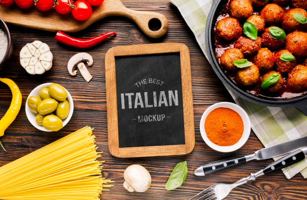 Italian Food Mock-Up Meatballs Psd