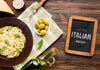 Italian Food Mock-Up Pasta And Olives Psd