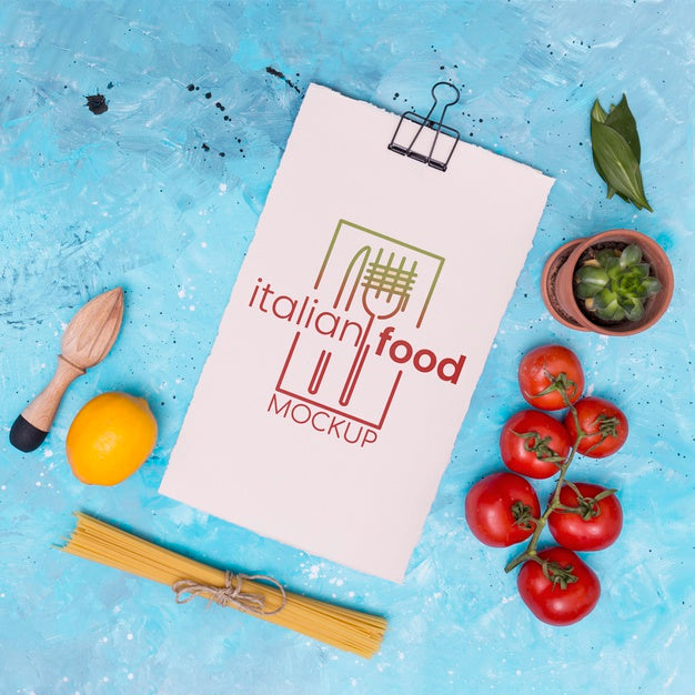 Italian Food Mock-Up Top View Psd