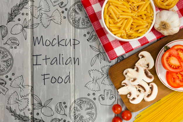 Italian Food Mock-Up With Delicious Ingredients Psd