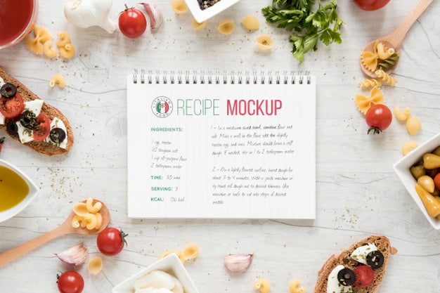 Italian Food Notepad Mock-Up Psd