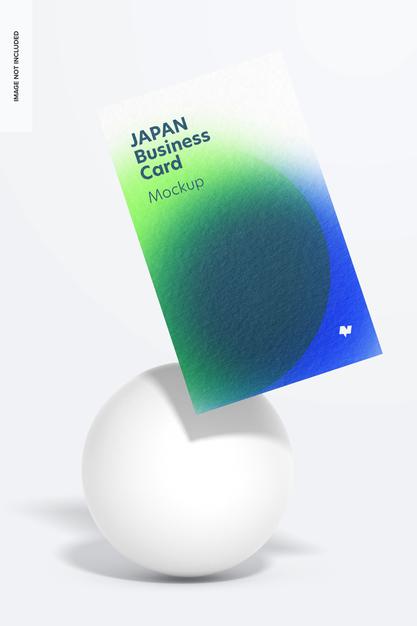 Japan Portrait Business Card Mockup, Floating Psd