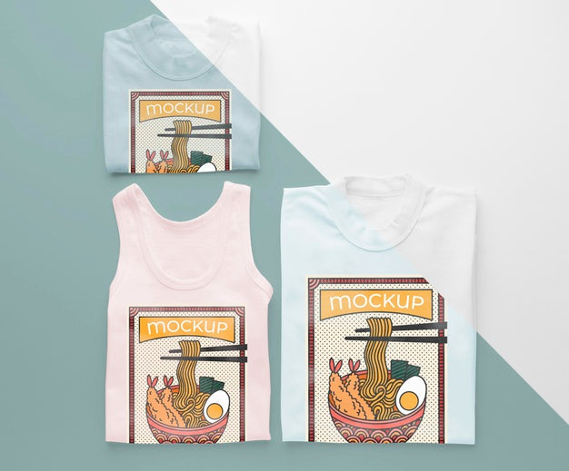 Japanese T-Shirt Mock-Up Arrangement Psd