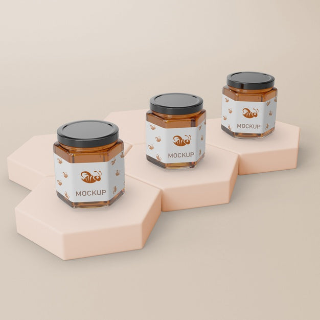 Jar Container With Honey Mock-Up Psd