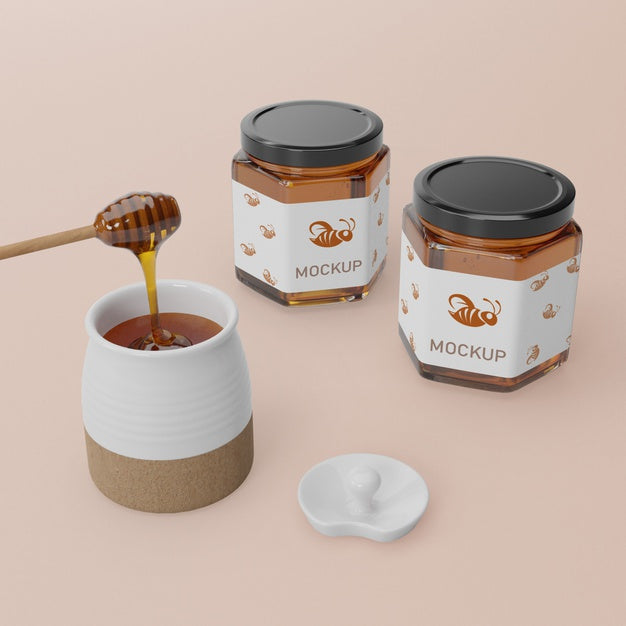 Jar Container With Honey Psd