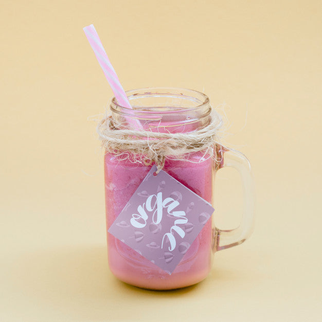 Jar Mockup With Pink Yogurt Psd