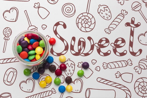 Jar With Candies On Table Psd