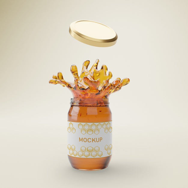 Jar With Organic Honey Psd