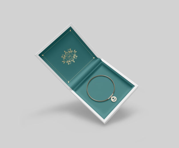 Jewelry Box With Golden Bracelet And Symbol Psd