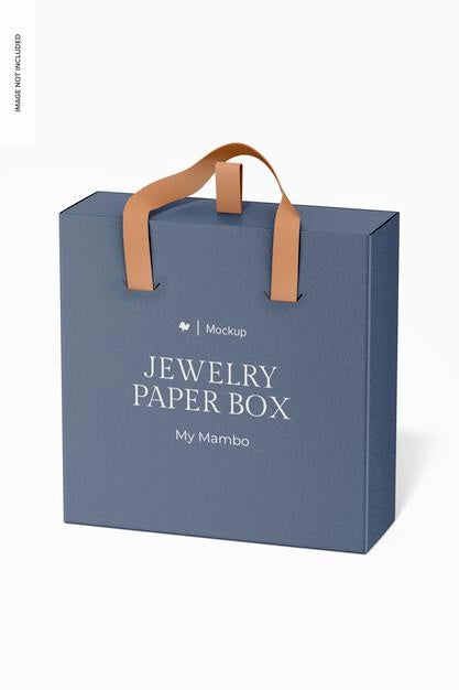 Jewelry Paper Box Mockup, Right View Psd