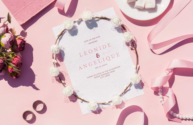 Join Us For Our Wedding Invitation With Wedding Rings Psd