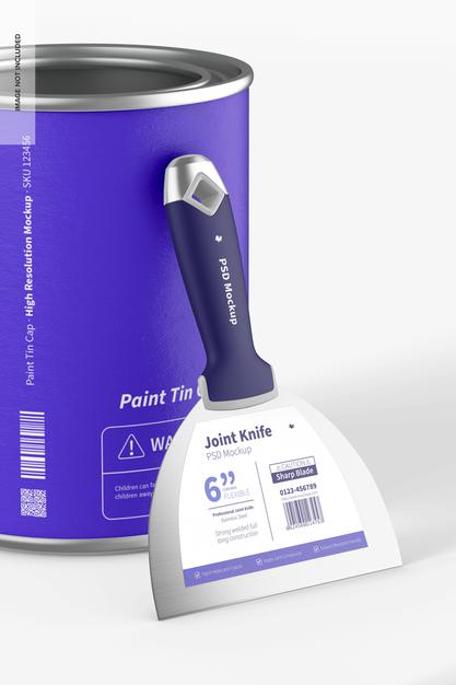 Joint Knife With Paint Can Mockup Psd