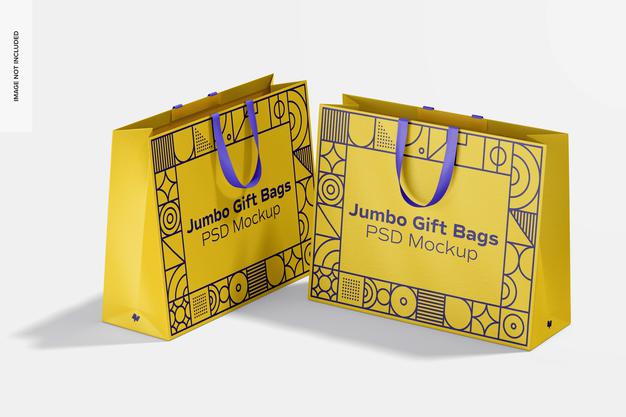 Jumbo Gift Bag With Ribbon Handle Mockup Psd