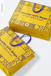 Jumbo Gift Bags With Ribbon Handle Mockup, Close Up Psd