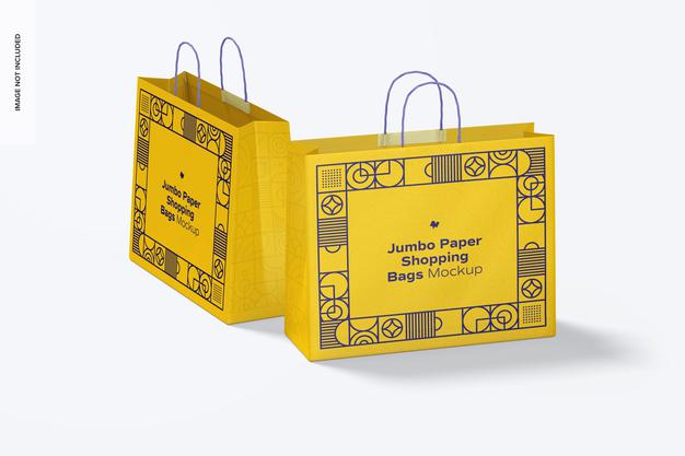 Jumbo Paper Shopping Bags Mockup Psd