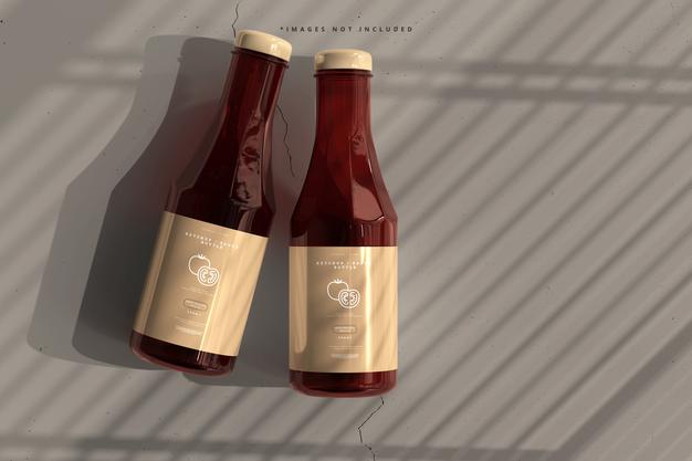 Ketchup Or Sauce Bottles Mockup Psd