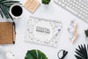 Keyboard Plants Coffee And Notebook Mock-Up Psd