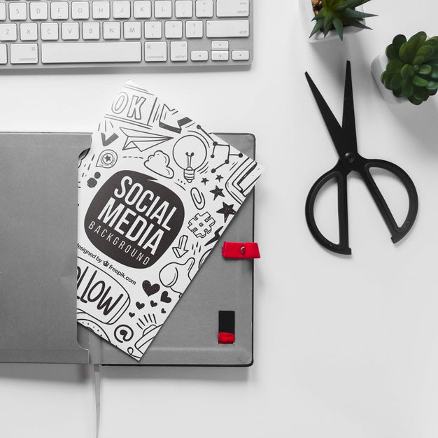 Keyboard Scissors And A Sheet Mock-Up Psd