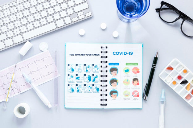 Keyboard With Notebook And Pills Psd