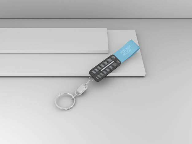 Keychain With Metallic Ring Mockup Psd