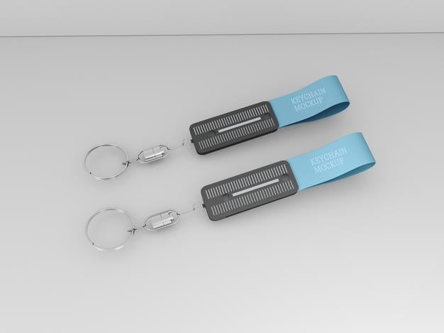 Keychains With Metallic Ring Mockup Psd