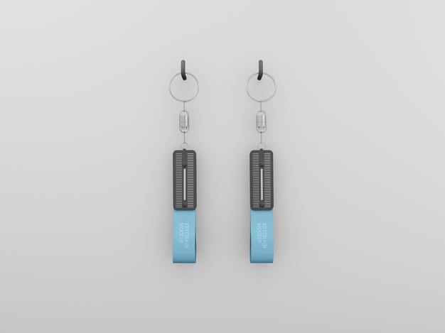 Keychains With Metallic Ring Mockup Psd