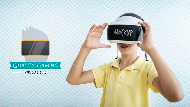 Kid Playing Games Mock-Up Psd