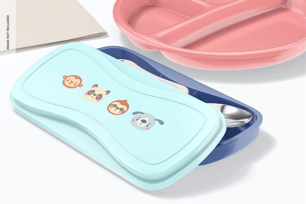 Kids Cutlery Travel Case Mockup, Perspective Psd