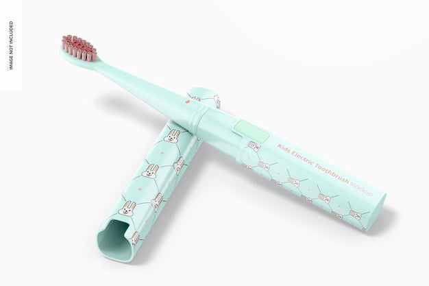 Kids Electric Toothbrush Mockup, Perspective Psd