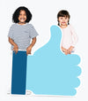 Kids Holding A Blue Thumbs Up Icon