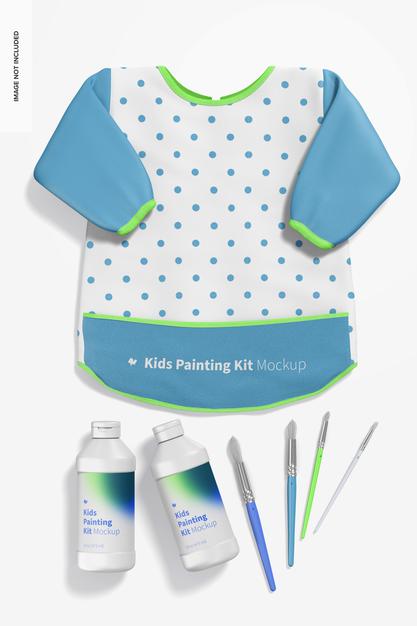 Kids Painting Kit Scene Mockup Psd